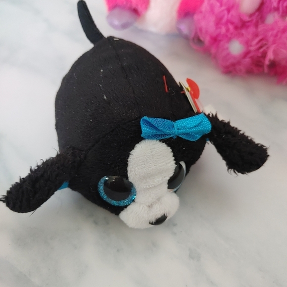 Ty beanie baby| Patsy / Roxie /& Marci pink raccoon & poodle & black teeny Dog - Picture 8 of 10